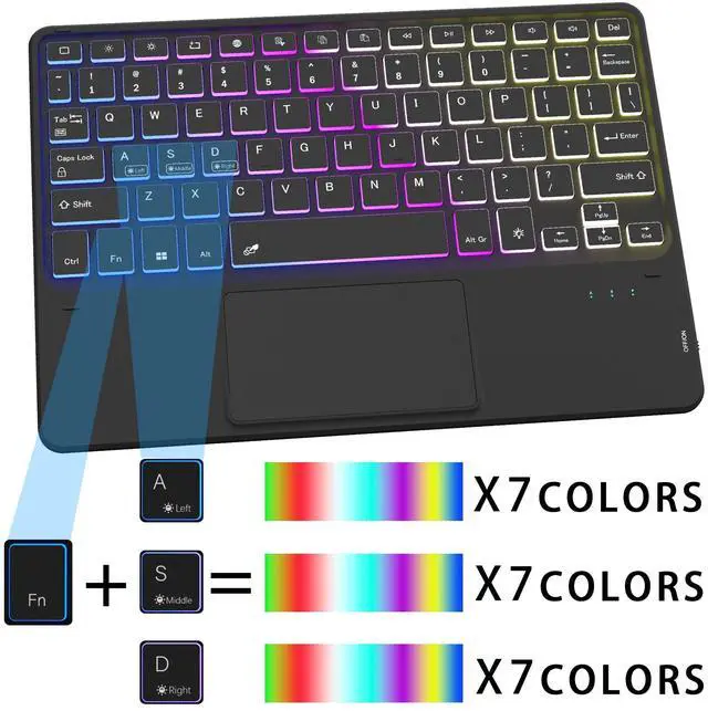 Alt view image 2 of 5 - for Lenovo Tab M11 11 inch 2024 Keyboard Case: 3 Zone 7 Colors Backlit Trackpad Keyboard for 11" Lenovo Tablet M11 2024 (TB330FU/TB330XU) - Detachable Smart Touchpad Wireless Key Board Folio Cover