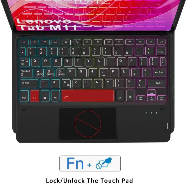 Alt view image 5 of 5 - for Lenovo Tab M11 11 inch 2024 Keyboard Case: 3 Zone 7 Colors Backlit Trackpad Keyboard for 11" Lenovo Tablet M11 2024 (TB330FU/TB330XU) - Detachable Smart Touchpad Wireless Key Board Folio Cover