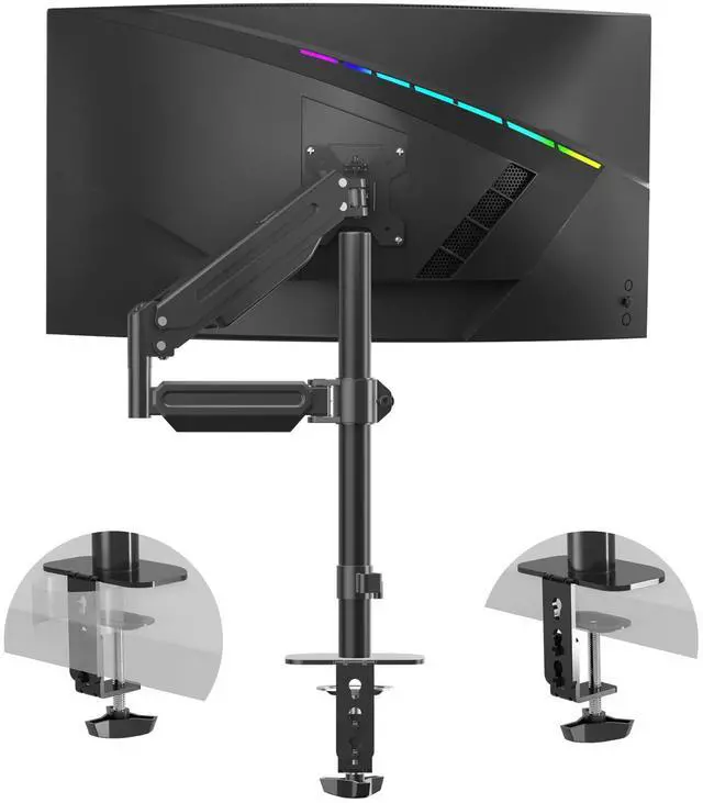 Main image of Pholiten Premium Single Monitor Arm for 13-32 Inch Computer Holds 22 lbs,Gas Spring Monitor Stand for Desk with Swivel/Tilt/Rotation, VESA 75x75 or 100x100mm