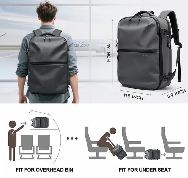 Alt view image 3 of 5 - BANGE Travel Backpack with TSA lock version can hold 15.6 inch Laptop suitable Daily Commute and Overnight Flight Approved Anti-theft Bag