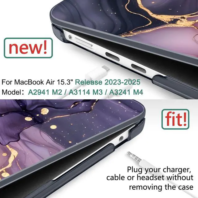 Alt view image 2 of 5 - DONGKE Compatible with M4 MacBook Air 15 inch Case 2025-2023 A3241 A3114 A2941 M3 M2 Retina Display Touch ID, Plastic Hard Case & Keyboard Skin for MacBook Air 15" - Hydrangea