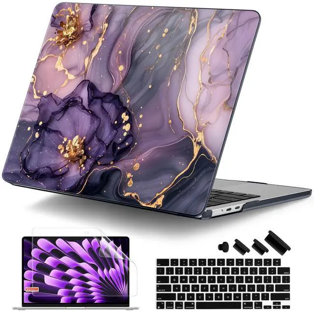 Main image of DONGKE Compatible with M4 MacBook Air 15 inch Case 2025-2023 A3241 A3114 A2941 M3 M2 Retina Display Touch ID, Plastic Hard Case & Keyboard Skin for MacBook Air 15" - Hydrangea