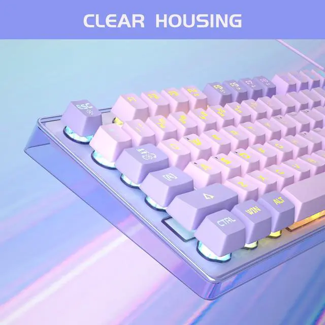 Alt view image 2 of 5 - Gaming Keyboard and Mouse Combo, K1 RGB LED Backlit Wired Keyboard with 104 Key Computer PC Gaming Keyboard for PC/Laptop (Purple)