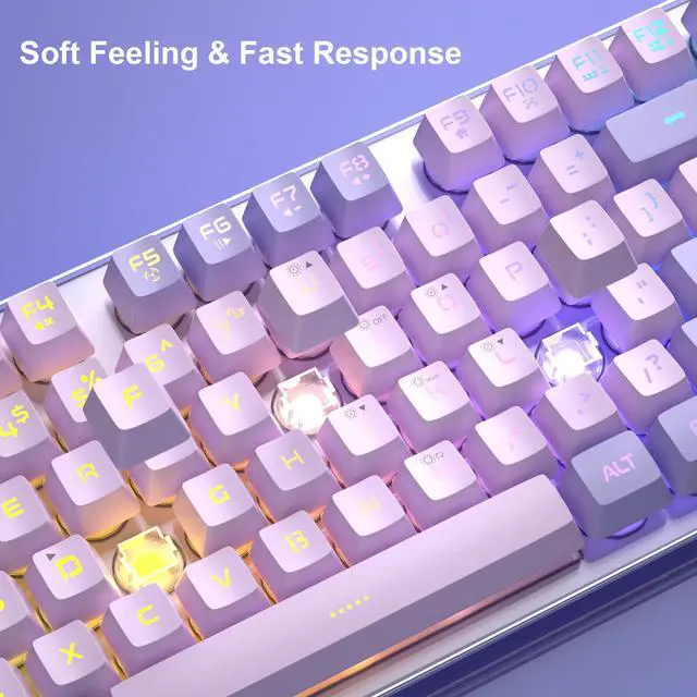 Alt view image 5 of 5 - Gaming Keyboard and Mouse Combo, K1 RGB LED Backlit Wired Keyboard with 104 Key Computer PC Gaming Keyboard for PC/Laptop (Purple)