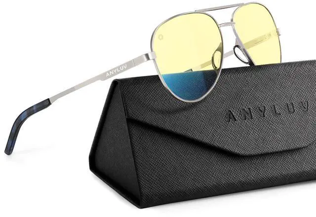 Main image of ANYLUV Blue Light Blocking Glasses Men, Pilot Style Computer Gaming Glasses Lightweight Metal Frame & Comfortable Nose Pad