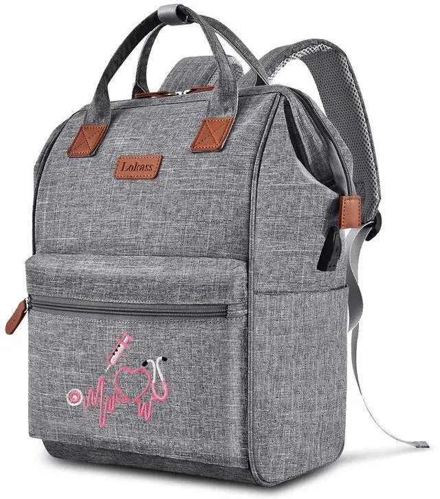 Main image of Nurse Backpack/Bag for Women - 15.6 Inch Waterproof Laptop Travel Backpack with USB Charging Port, Large Wide-open Nursing Bags,Nurse Bags for Work,Home Health Clinical Bag for College Teacher, Grey