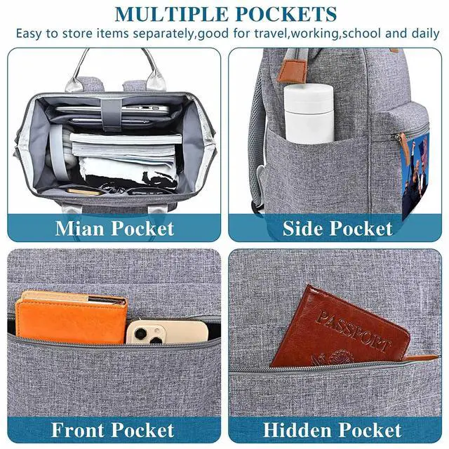 Alt view image 5 of 5 - Nurse Backpack/Bag for Women - 15.6 Inch Waterproof Laptop Travel Backpack with USB Charging Port, Large Wide-open Nursing Bags,Nurse Bags for Work,Home Health Clinical Bag for College Teacher, Grey