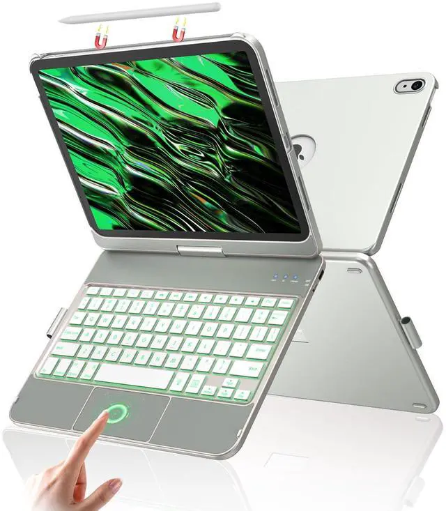 Main image of aMZCaSE for iPad (A16) 11th 10th Generation Case with Keyboard, Touchpad & 360°Rotatable for iPad A16 Keyboard Case, Backlit Laptop Cover for 10.9 inch 10th Gen 2022 with Smart Wake/Up, Pencil Holder