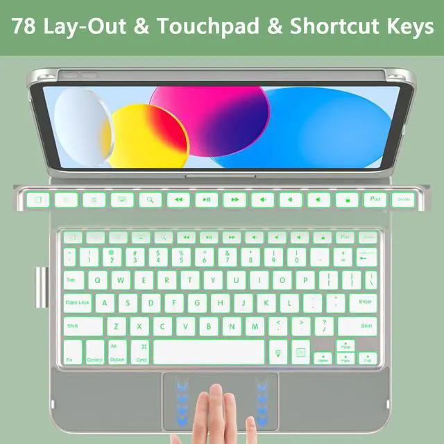 Alt view image 4 of 5 - aMZCaSE for iPad (A16) 11th 10th Generation Case with Keyboard, Touchpad & 360°Rotatable for iPad A16 Keyboard Case, Backlit Laptop Cover for 10.9 inch 10th Gen 2022 with Smart Wake/Up, Pencil Holder