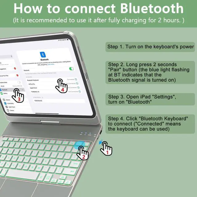 Alt view image 5 of 5 - aMZCaSE for iPad (A16) 11th 10th Generation Case with Keyboard, Touchpad & 360°Rotatable for iPad A16 Keyboard Case, Backlit Laptop Cover for 10.9 inch 10th Gen 2022 with Smart Wake/Up, Pencil Holder