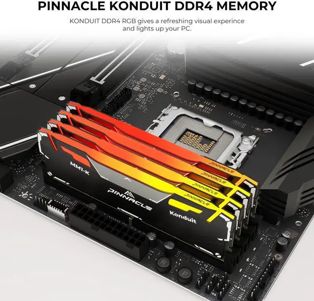 Alt view image 2 of 5 - Timetec Pinnacle Konduit RGB 32GB KIT(2x16GB) DDR4 3200MHz PC4-25600 CL16-18-18-38 XMP2.0 Overclocking 1.35V Dual Rank Compatible for AMD and Intel Desktop Gaming PC Memory Module - Black