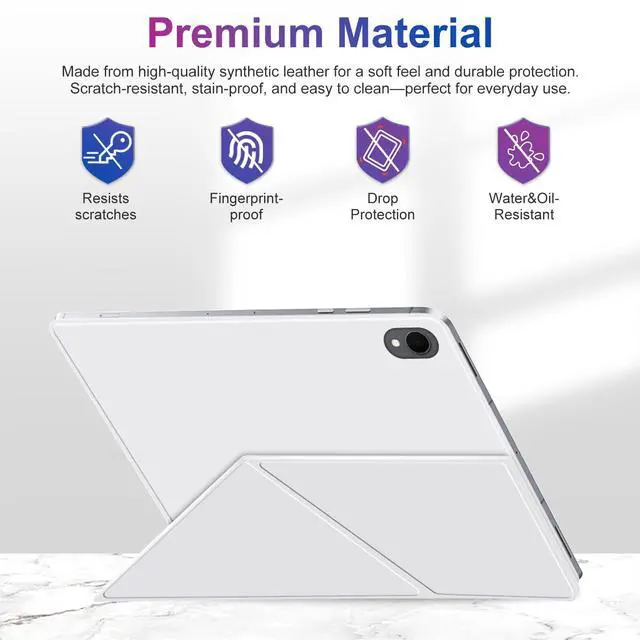 Alt view image 2 of 5 - Case for Samsung Galaxy Tab S11 2025 Tablet 11 Inch  Magnetic Detachable Protective Cover with Dual-Side Clasp, Y-Fold Stand,Heat Dissipation Design(White)