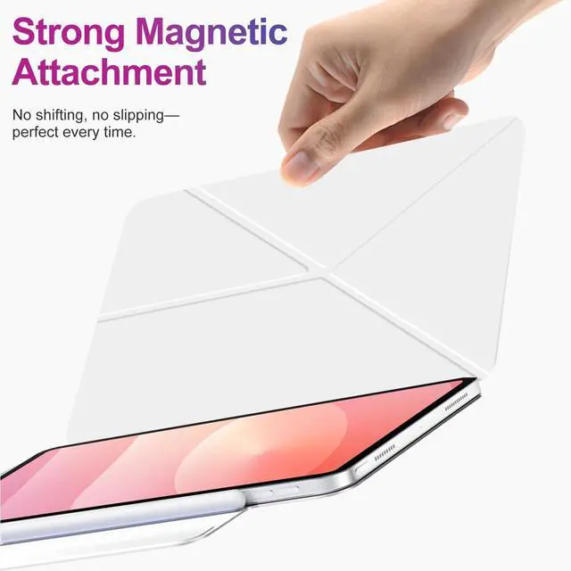 Alt view image 5 of 5 - Case for Samsung Galaxy Tab S11 2025 Tablet 11 Inch  Magnetic Detachable Protective Cover with Dual-Side Clasp, Y-Fold Stand,Heat Dissipation Design(White)