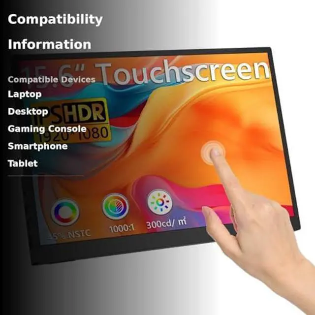 Alt view image 3 of 5 - Viyivwine Portable Monitor Touchscreen, 15.6''Laptop Screen Extender, FHD IPS Touch Screen, Travel Monitor with Kickstand & Speaker, HDMI USB C External Monitors for Laptop Phone Computer Xbox Switch