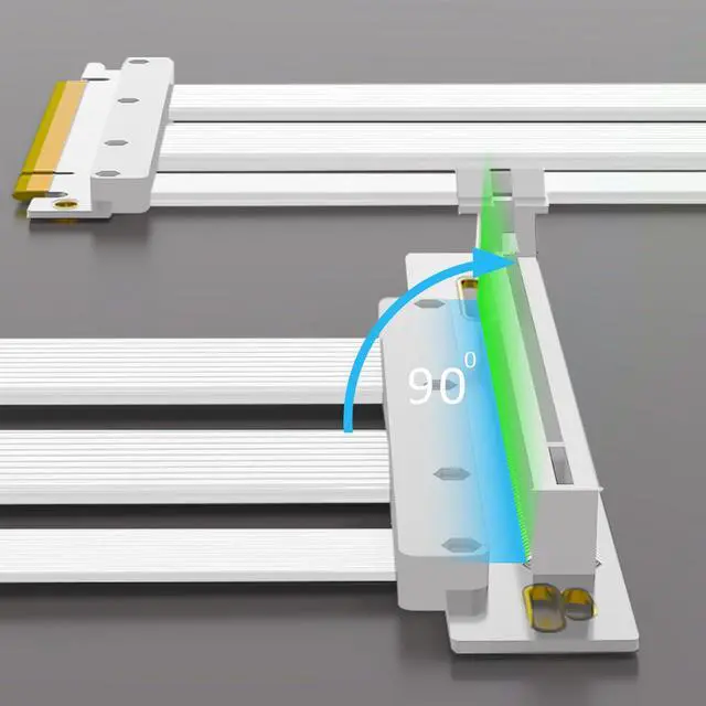 Alt view image 3 of 5 - GLOTRENDS 100mm PCIe 5.0 Riser Cable for RTX5090 RTX4090 RX9070 RX7900, Compatible with PCIe 5.0/4.0 GPUs, 90 Degree Right Angle for Vertical GPU Mount