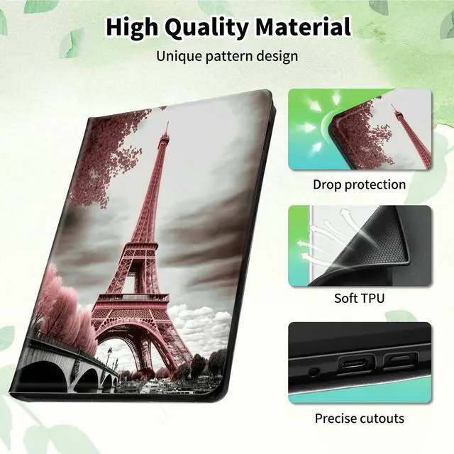 Alt view image 4 of 5 - Case for 6" Kindle Paperwhite (10th Generation,2018 Release) Slim PU Leather Lightweight Adjustable Stand Smart Cover with Auto Wake/Sleep for Kindle Paperwhite 4 (10th Gen),Pink Paris Eiffel Tower