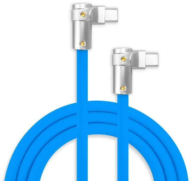 Main image of chubbycable FlexElbow 90 Degree 240W Fast Charging Cable Right Angle USB C Cable Silicone Charging Cord Compatible with iPhone 17-15 Series iPad, Blue, Double Elbow Type C to Type C, 4.9FT