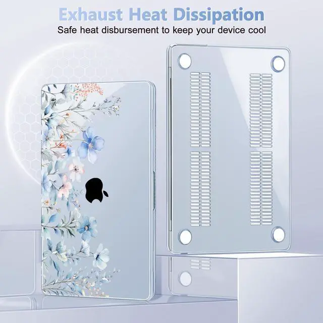 Alt view image 5 of 5 - May Chen Compatible with M4 MacBook Air 15 Inch Case 2025 2024 2023 A3241 A3114 A2941 M3 M2 with Liquid Retina Display & Touch ID, Protective Plastic Hard Shell Cover - Blue Flower P672