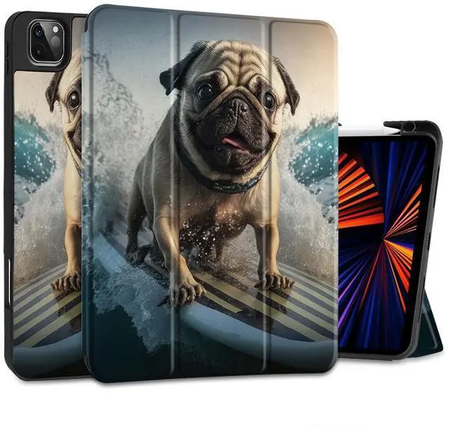 Main image of Yebiseven for M3/M2 iPad Air 11 inch 2025 2024 Case/iPad Air 5th & 4th Gen 2022 2020 Cover, Shockproof Tablet Case with Trifold Stand & Pencil Holder & Auto Sleep/Wake, Dog Surfing