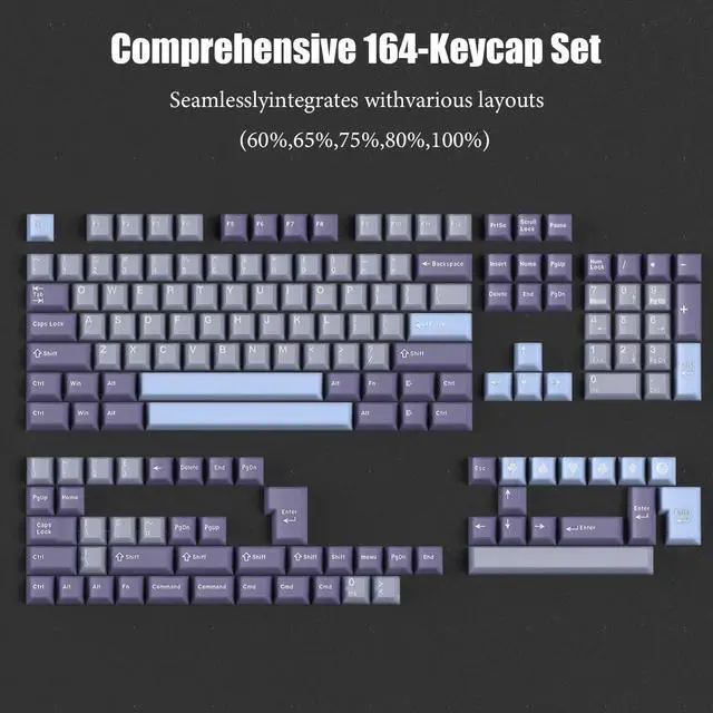Alt view image 4 of 5 - Keyboard Jelly Keycaps Set 164Keys Cherry Profile Blue Keycaps 60% 65% 75% 100% Costom Keyboard Key caps for Cherry Gateron MX Switches Mechanical Keyboards