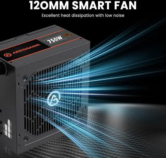 Alt view image 4 of 5 - ARESGAME 750W Power Supply, 80 Plus Bronze Certified, Semi Modular ATX PSU