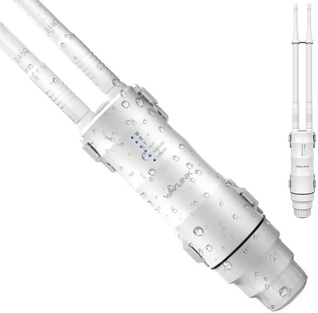 Main image of AC1200 WAVLINK Outdoor WiFi Extender, Weatherproof Outdoor WiFi Repeater Extender Signal Booster with POE, Dual Band 2.4/5GHz, Support AP/Repeater/Router Mode, for Yard/Patio/Rural Areas