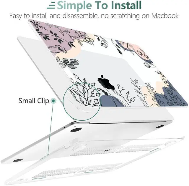 Alt view image 4 of 5 - TWOLSKOO for MacBook Air 13 inch Case M4 A3240 M3 A3113 M2 A2681 2025 2024 2022 Plastic Hard Shell, Keyboard Cover, Type C Adapter, Screen Protector for MacBook Air 13.6 inch, Spring Line Art