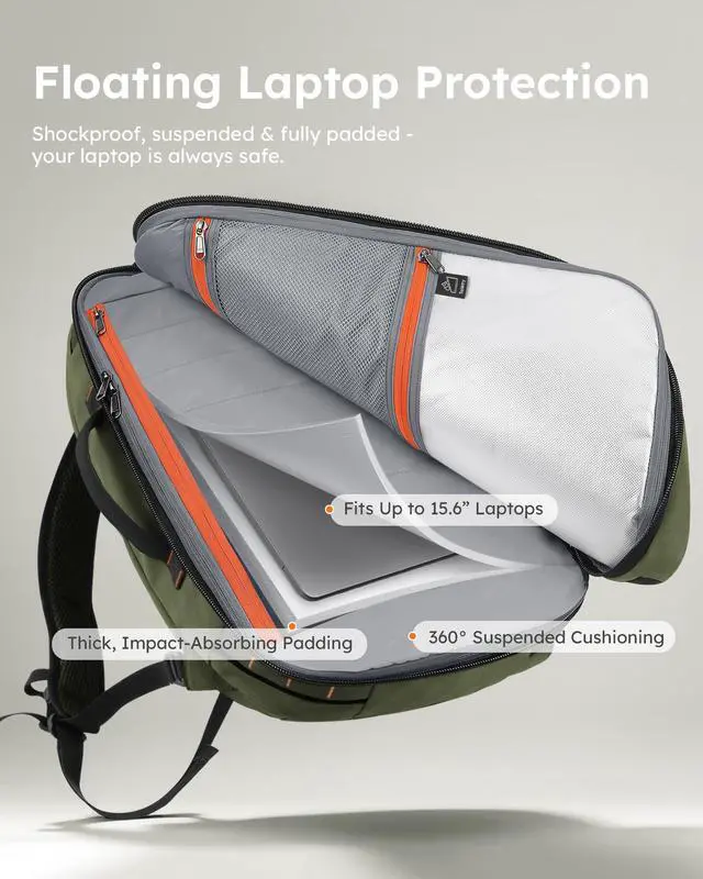 Alt view image 3 of 5 - Tolaccea Travel Laptop Backpack for Men Women, 40L-50L Expandable Carry On Backpack with Wet Dry Compartment, TSA Approved Daypack Fits 16 Inch Laptop, Convertible Rucksack Duffel Bag for Work Travel