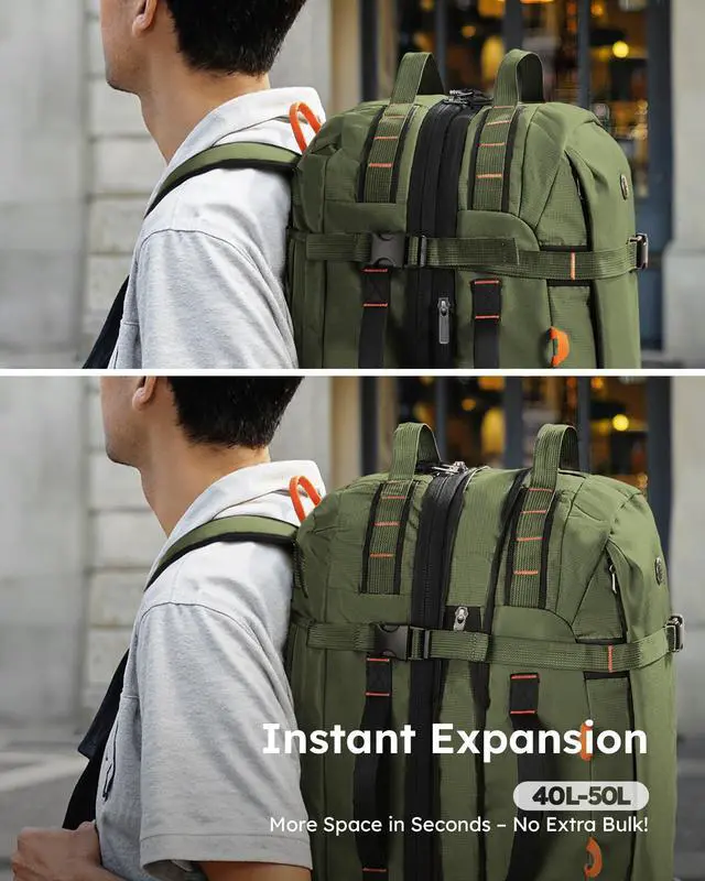 Alt view image 5 of 5 - Tolaccea Travel Laptop Backpack for Men Women, 40L-50L Expandable Carry On Backpack with Wet Dry Compartment, TSA Approved Daypack Fits 16 Inch Laptop, Convertible Rucksack Duffel Bag for Work Travel