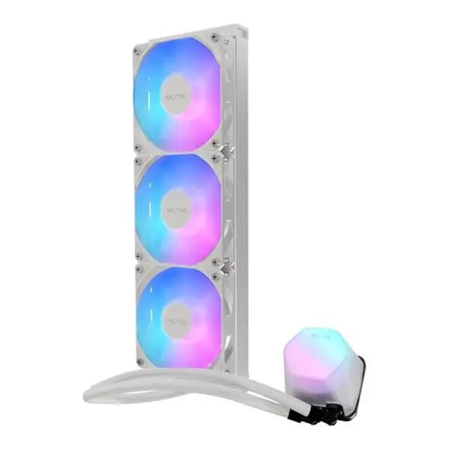 Alt view image 2 of 4 - Design by Cooler Master 360 Elite Liquid White AIO CPU Liquid Cooler, R9|Ultra 7, Ceramic Bearing Pump, Translucent aRGB Cover, 360 Radiator, PWM Fans, AMD Ryzen AM5|4, Intel LGA 1851|1700 Platform