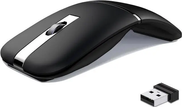 Main image of Bluetooth Arc Wireless Travel Mouse  Rotating Design, Dual Mode (BT5.0 + 2.4GHz) Rechargeable Slim Portable Mouse for Microsoft Laptop PC Tablet Graphite Black