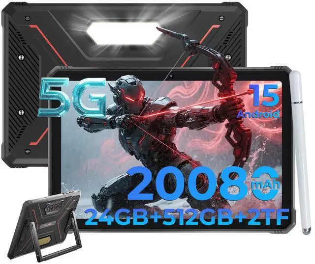 Main image of HOTWAV R9 Ultra 5G 2025 Rugged Tablet Android 15, 11" FHD+ 120Hz 20080mAh Waterproof Tablet with Pen, Octa-Core 24GB+512GB/2TB TF, 64MP+16MP+20MP, Gemini AI/IP68&IP69K/5G LTE&WiFi/Face ID/OTG/GPS