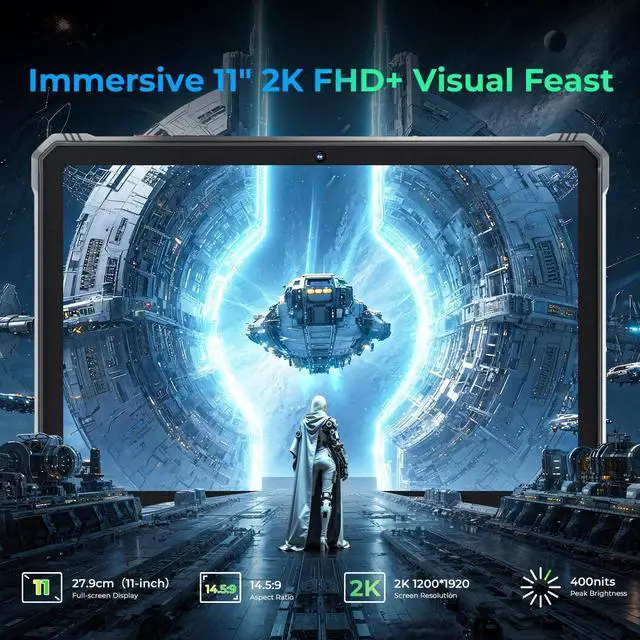 Alt view image 3 of 5 - HOTWAV R9 Ultra 5G 2025 Rugged Tablet Android 15, 11" FHD+ 120Hz 20080mAh Waterproof Tablet with Pen, Octa-Core 24GB+512GB/2TB TF, 64MP+16MP+20MP, Gemini AI/IP68&IP69K/5G LTE&WiFi/Face ID/OTG/GPS