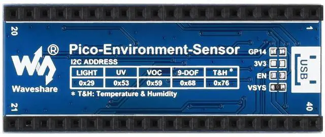 Main image of Waveshare Environment Sensors Module for Raspberry Pi Pico 2C Bus