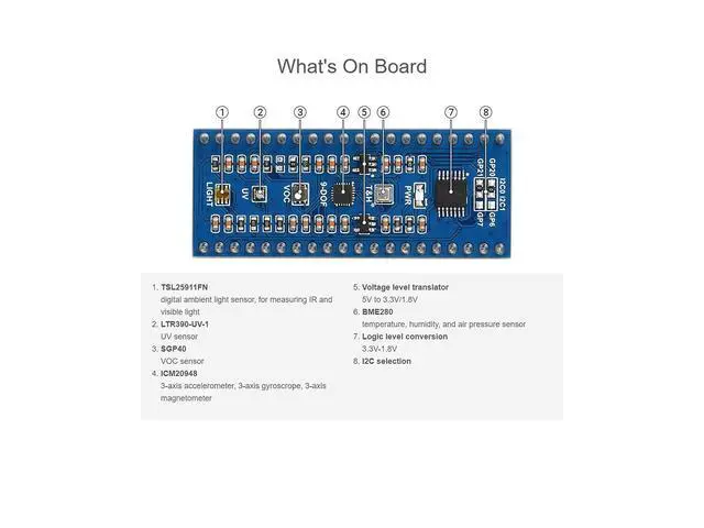 Alt view image 2 of 5 - Waveshare Environment Sensors Module for Raspberry Pi Pico 2C Bus