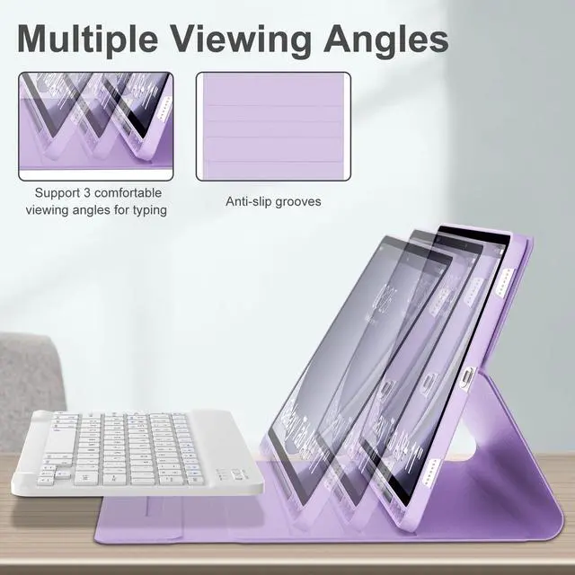 Alt view image 3 of 5 - WINCHKING Keyboard Case for Samsung Galaxy Tab A9 Plus 11"(SM-X210/X216/X218),Detachable Wireless Bluetooth Keyboard Multi-Angle Viewing Tablet Cover with Pen Slot for A9+ 5G (Purple)