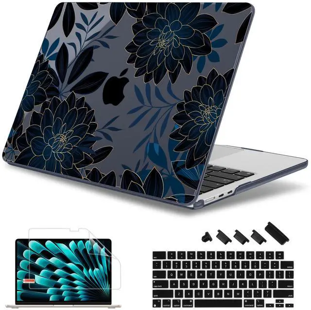 Main image of May Chen Compatible with M4 MacBook Air 15 inch Case 2025 2024 2023 A3241 A3114 M3 A2941 M2 with Liquid Retina Display & Touch ID, Plastic Hard Shell with Keyboard Cover - Luxury Dahlia