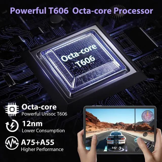 Alt view image 4 of 5 - Android 15 Tablet with Keyboard - 26GB+256GB+2TB Expand, Octa-Core, 2.4G/5G Wifi, 8000mAh Battery, Widevine L1, Dual Camera, Face Unlock, 10 Inch 2 in 1 Tablets with Mouse, Stylus (Green Case)