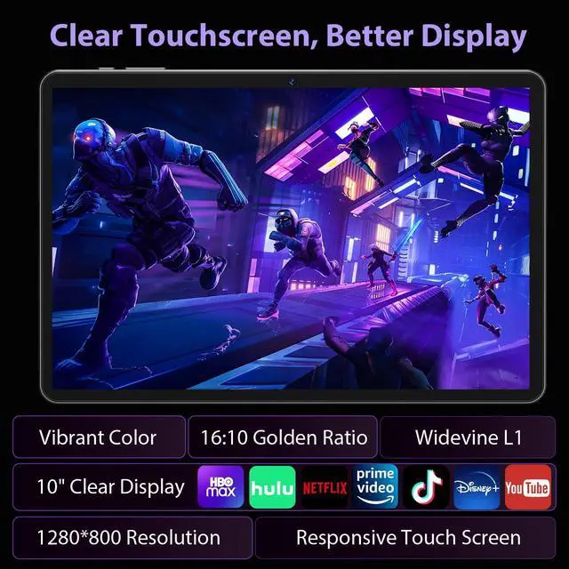 Alt view image 5 of 5 - Android 15 Tablet with Keyboard - 26GB+256GB+2TB Expand, Octa-Core, 2.4G/5G Wifi, 8000mAh Battery, Widevine L1, Dual Camera, Face Unlock, 10 Inch 2 in 1 Tablets with Mouse, Stylus (Green Case)