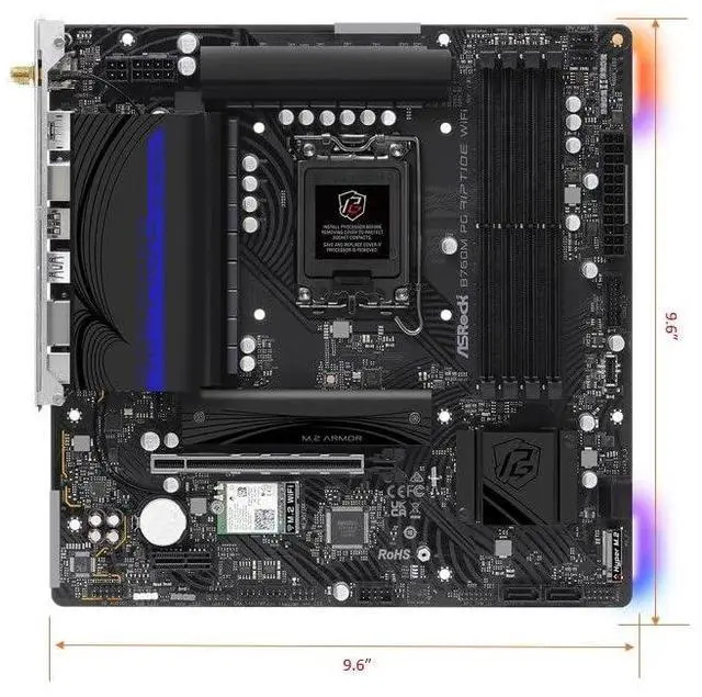 Alt view image 2 of 5 - ASRock B760M PG Riptide WiFi Micro-ATX Motherboard | Supports 14th/13th/12th Gen Intel | DDR5 7200+ (OC) | WiFi 6E | 2.5G LAN | 14+1+1 Power Phase | Front & Rear USB-C
