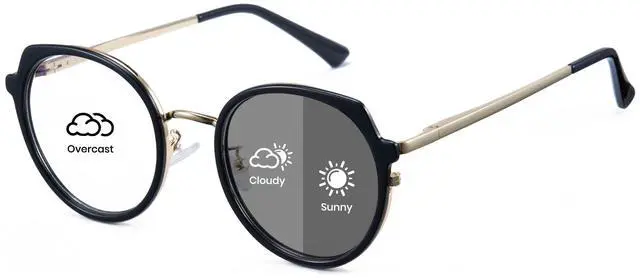 Main image of Cyxus Photochromic Glasses for Women UV Protection with Blue Light Blocking Trendy Cat Eye Frame8315i01 Black