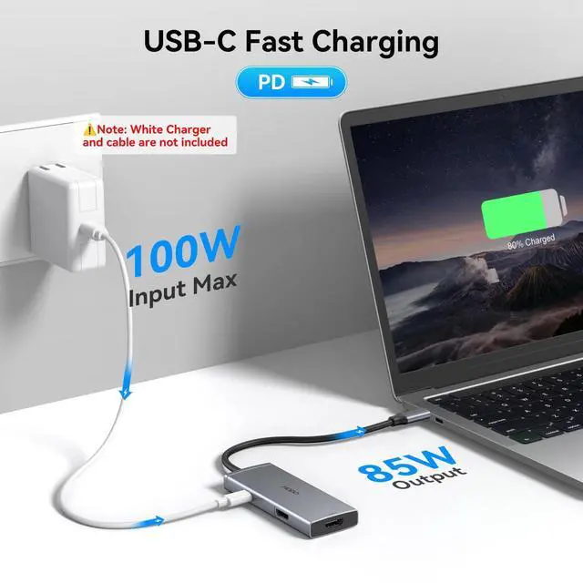 Alt view image 4 of 5 - USB C Docking Station Dual HDMI Monitor 4K 60 Hz USB C to Dual HDMI Adapter with 2 hdmi Ports, USB-C Hub 2 Monitors with 3 USB Port PD Charging Compatible for Dell XPS HP Surface Yoga etc