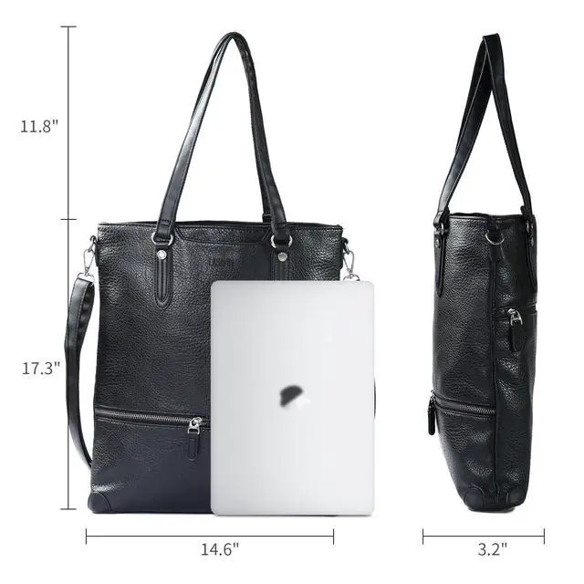 Alt view image 4 of 5 - Laptop Tote Bag, Leather Work Tote for Computer Bag Waterproof Lightweight Shoulder Bag Purse Handbag Crossbody Bag