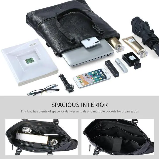 Alt view image 5 of 5 - Laptop Tote Bag, Leather Work Tote for Computer Bag Waterproof Lightweight Shoulder Bag Purse Handbag Crossbody Bag