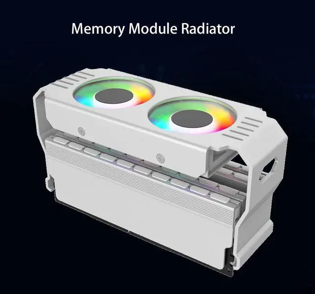 Alt view image 3 of 5 - Computer Memory RAM Cooler ARGB Fans, Memory Module Heat Sink with 5V 3 Pin ARGB Sync Light Effect, PWM Temperature Control, Support DDR DDR2 DDR3 DDR4 DDR5 (White)