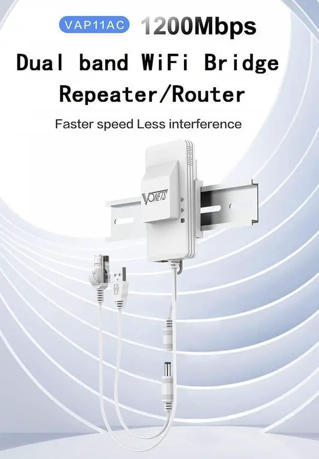 Alt view image 2 of 5 - VONETS VAP11AC 2.4GHz+5GHz Dual Band AC1200 Wireless Bridge Repeater Mini Router WiFi to RJ45 Ethernet Adapter WiFi Hotspot Signal Extender with Smart Cooling Fan, 12V/1A Power Supply Included