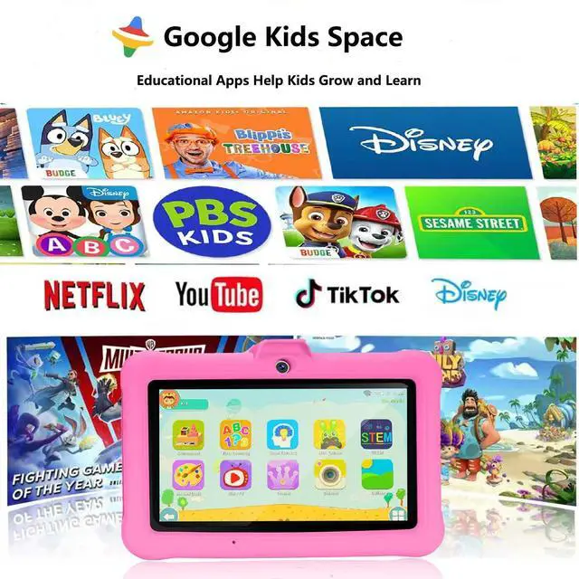 Alt view image 2 of 5 - SUMTAB Kids Tablet 7 inch Android Toddler Tablet for Kids (Ages 2-14), 8GB RAM 64GB ROM 128GB Expand,Software Pre-Installed, Bluetooth, WiFi,with Shockproof Case