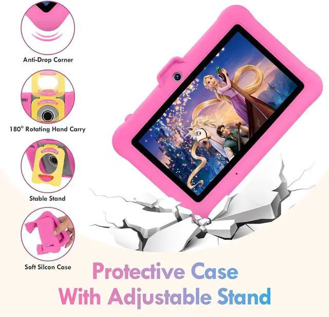 Alt view image 5 of 5 - SUMTAB Kids Tablet 7 inch Android Toddler Tablet for Kids (Ages 2-14), 8GB RAM 64GB ROM 128GB Expand,Software Pre-Installed, Bluetooth, WiFi,with Shockproof Case