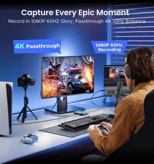 Alt view image 2 of 5 - ByteWave USB 3.0 HDMI Capture Card, [Metalshell, 4K Loop Out, No Latency] Full HD 1080P60 HDMI to USB C Audio Video Game Capture Device for Streaming, Cam Link Compatible with Switch2/PS5/Xbox/PC/OBS