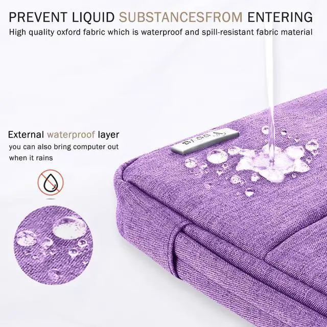 Alt view image 3 of 5 - Voova 15.6 16 Inch Laptop Sleeve Case Compatible with MacBook Pro 16 M1/M2/M3/M4 Max 2019-2025, 15.6-16 Hp Lenovo Acer Asus, Waterproof Slim Computer Bag Cover with Handle, Lavender